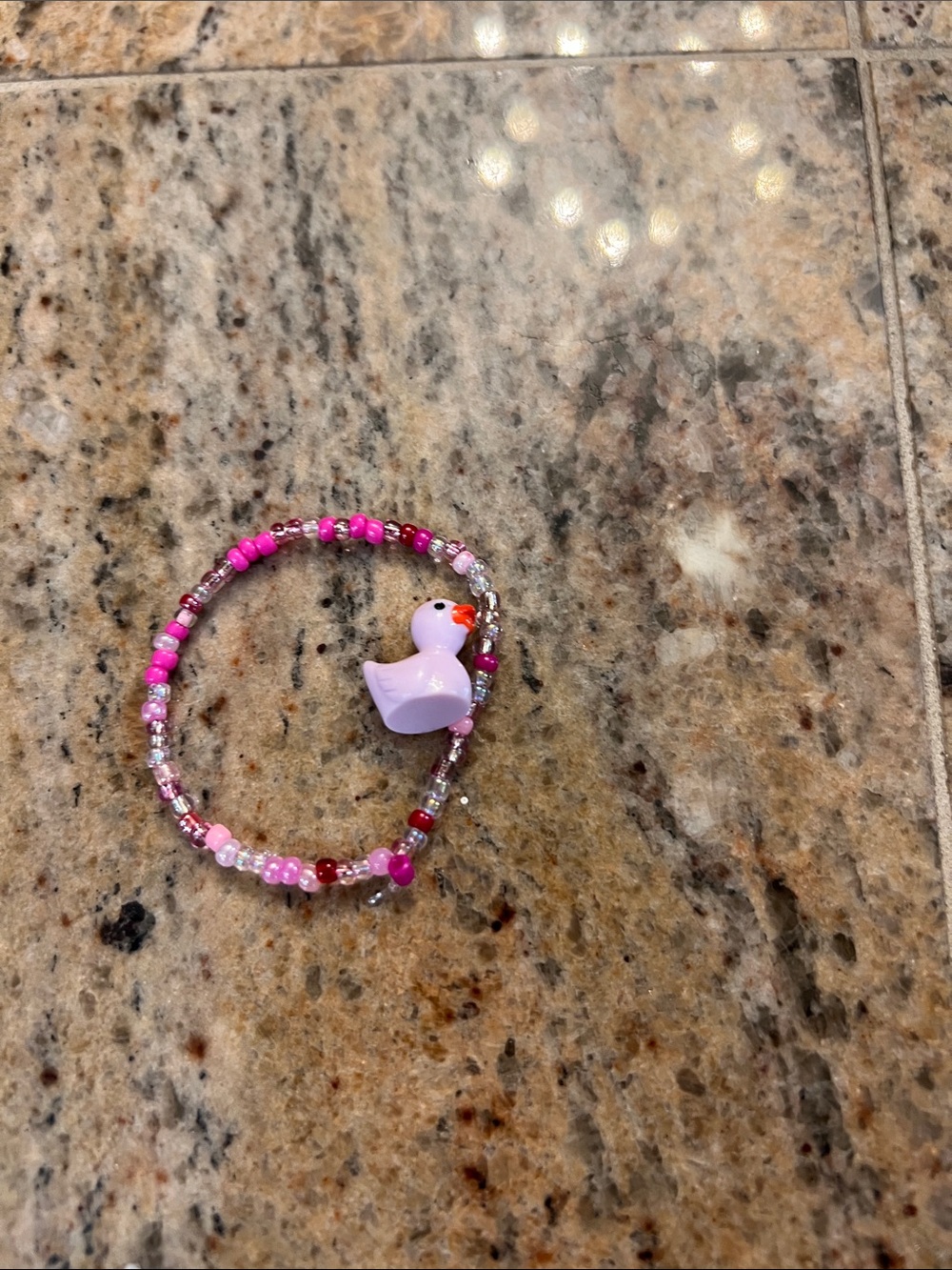 Pink Beaded Kids Bracelet with Duck Charm